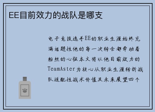 EE目前效力的战队是哪支