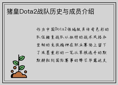 猪皇Dota2战队历史与成员介绍
